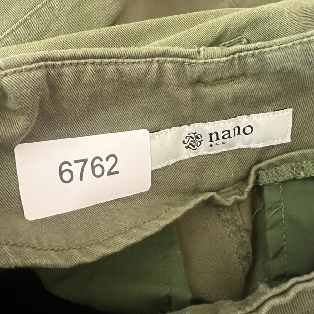 Nano & Co Pants Women's Size 38 Green Pleated Front Wide Leg Slash Pocket Chino - Picture 5 of 10